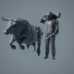 Farm Animal Figure: Bull Rampant - Red Devon Bull (a034)