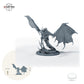 Wyvern mit Reiteroption – Ohne Reiter: Größenvergleich, ca. 90 mm Gesamthöhe inklusive Base und höchstem Teil, mit 32-mm-Referenzfigur.