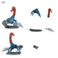 Riesenskorpion mit Reiter – Ohne Rückenrüstung: Bauteilübersicht mit Vorder- und Rückansicht sowie 5 farblich markierten Einzelteilen.