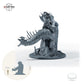 Gepanzerter Bestienreiter mit Streitaxt, Fantasy Kavallerist auf gepanzertem Reitmonster, Iron Scale Ravager – A: Größenvergleich, ca. 90 mm Gesamthöhe inklusive Base und höchstem Teil, mit 32-mm-Referenzfigur.