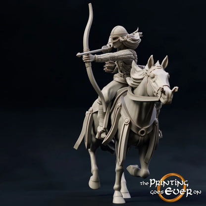 Product photo medieval historical figure 75mm Scale The Printing Goes Ever On (TPGEO) 0: Medieval knight figures riders with bow warriors of the Mark