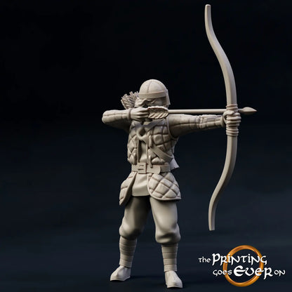 Product photo medieval historical figure 75mm Scale The Printing Goes Ever On (TPGEO) 0: Medieval knight figures archer warrior of the Mark