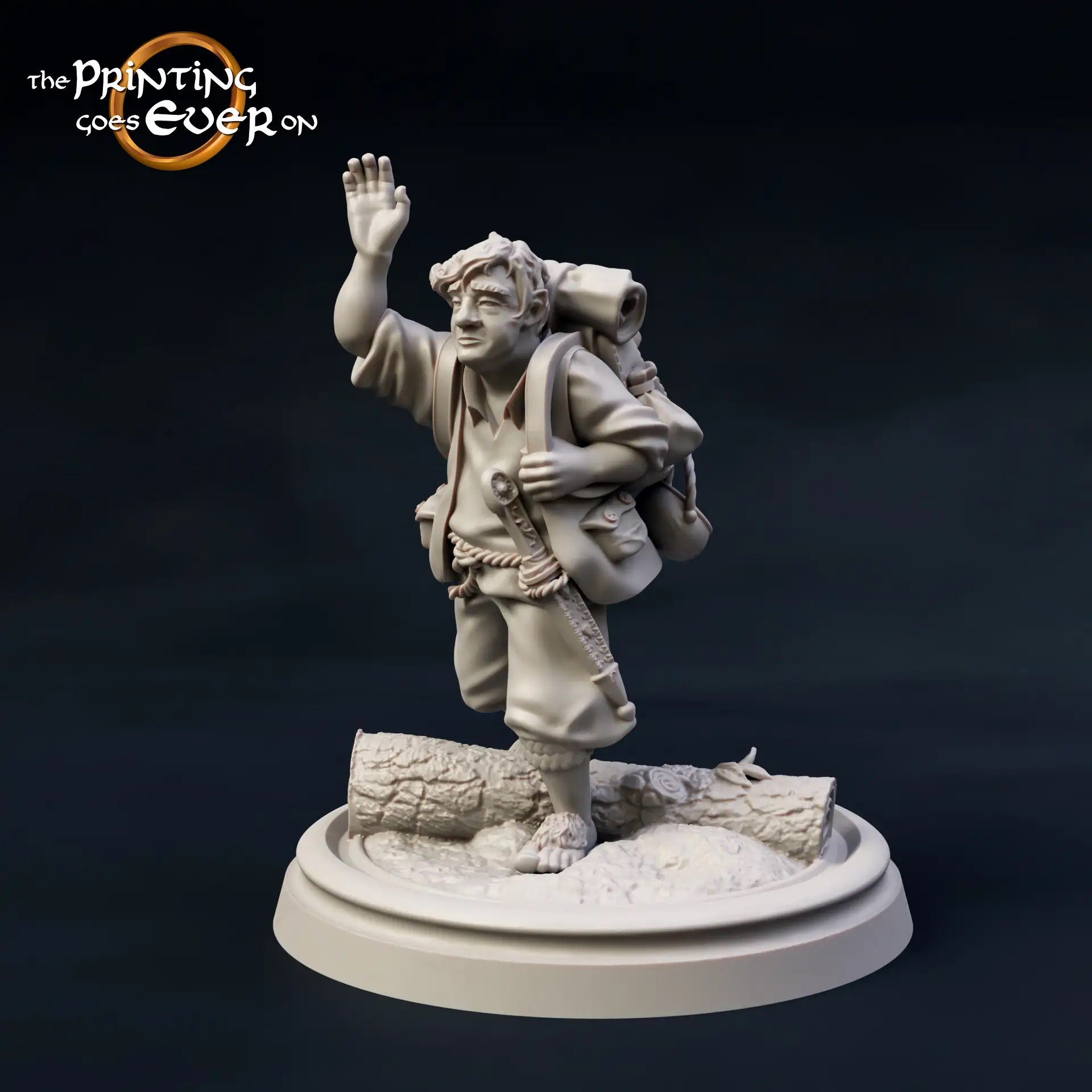 Product photo Tabletop 28mm The Printing Goes Ever On (TPGEO) 0: 9 Heroes in Wanderer Pose: Companions of Humans, Elves, Dwarves, and Halflings - Wanderer