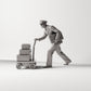 Product photo Diorama 1: Historical diorama figure: Porter with suitcase stack, 1920s train station, with luggage cart (sc02)