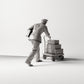 Product photo Diorama 3: Historical diorama figure: Porter with suitcase stack, 1920s train station, with luggage cart (sc02)
