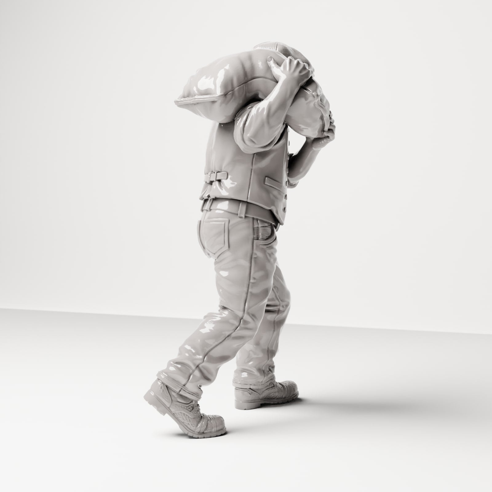 Diorama Modellbau Produktfoto 3: Historische Diorama Figur: Dockarbeiter mit Mehlsack auf der Schulter (sc13)