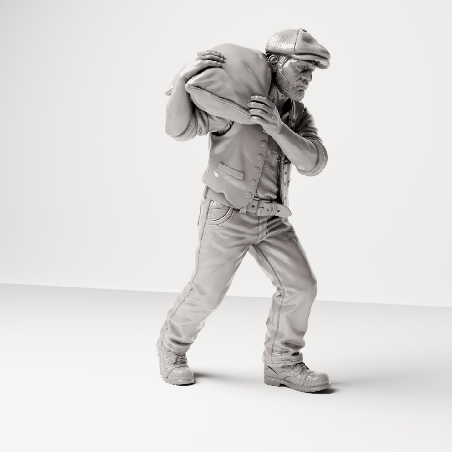 Diorama Modellbau Produktfoto 4: Historische Diorama Figur: Dockarbeiter mit Mehlsack auf der Schulter (sc13)