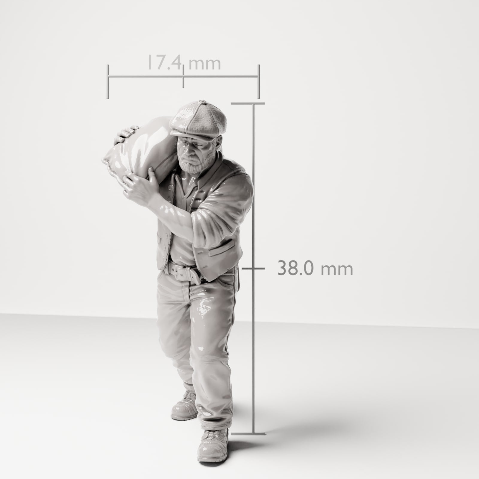 Diorama Modellbau Produktfoto 6: Historische Diorama Figur: Dockarbeiter mit Mehlsack auf der Schulter (sc13)