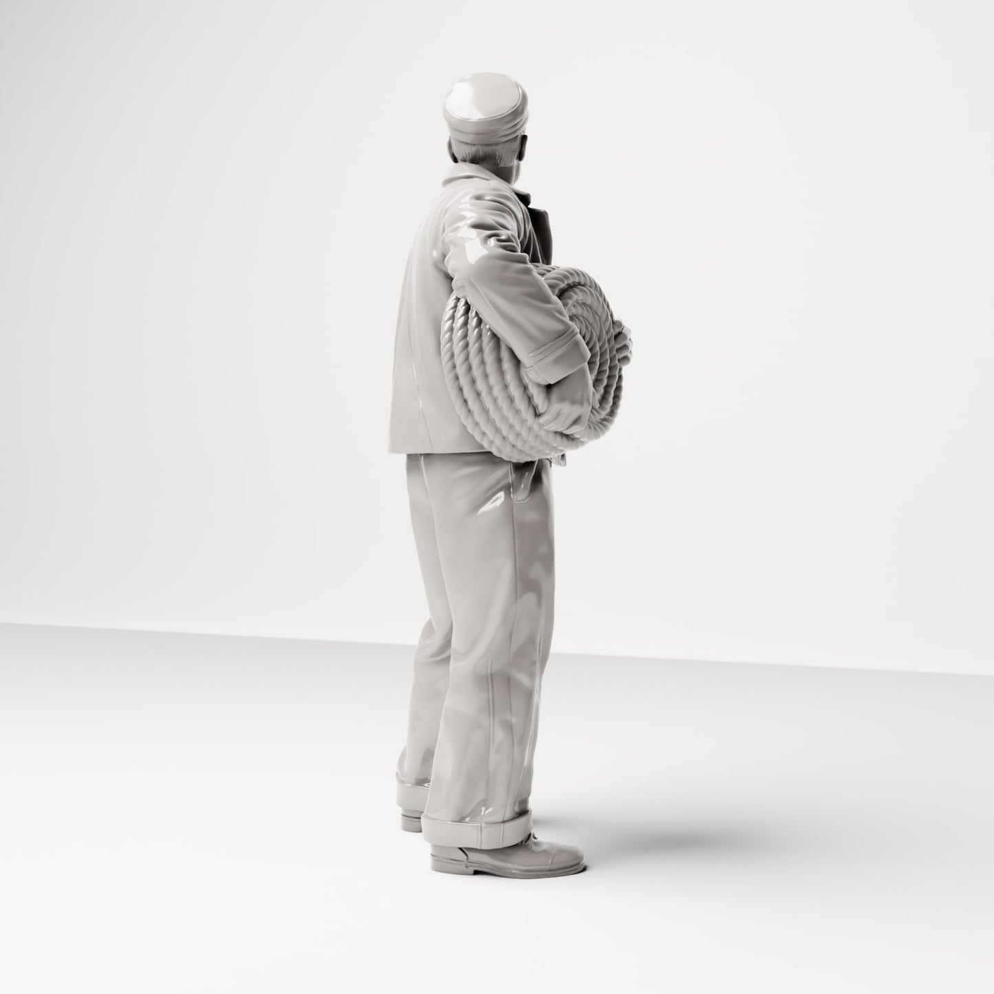 Diorama Modellbau Produktfoto 3: Historische Diorama Figur: Hafenarbeiter mit Taurolle an der Hüfte (sc15)