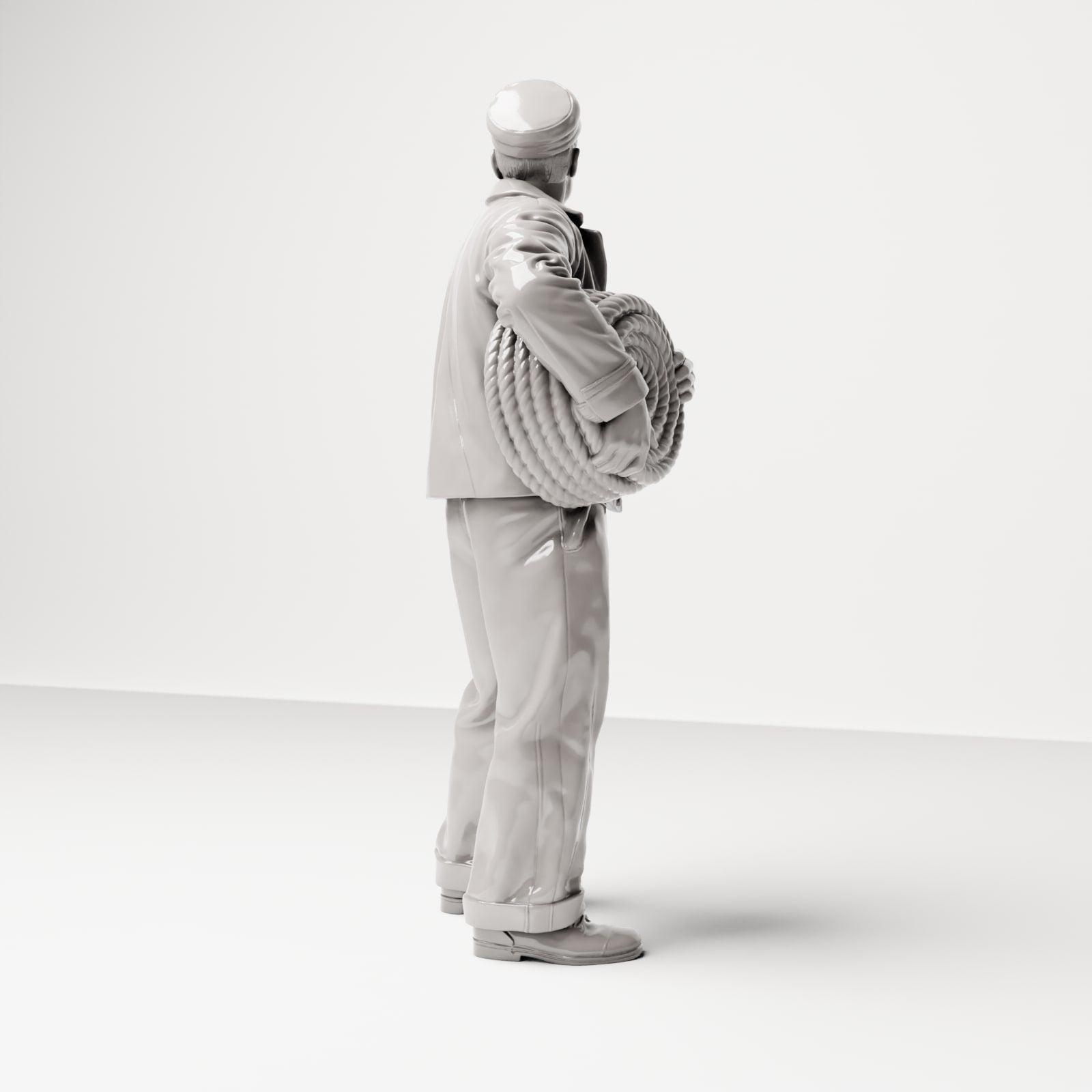 Diorama Modellbau Produktfoto 3: Historische Diorama Figur: Hafenarbeiter mit Taurolle an der Hüfte (sc15)