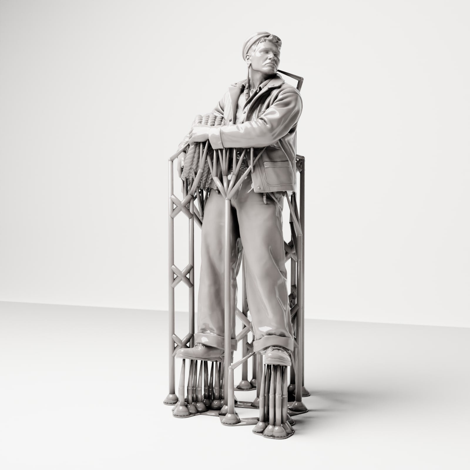 Diorama Modellbau Produktfoto 5: Historische Diorama Figur: Hafenarbeiter mit Taurolle an der Hüfte (sc15)