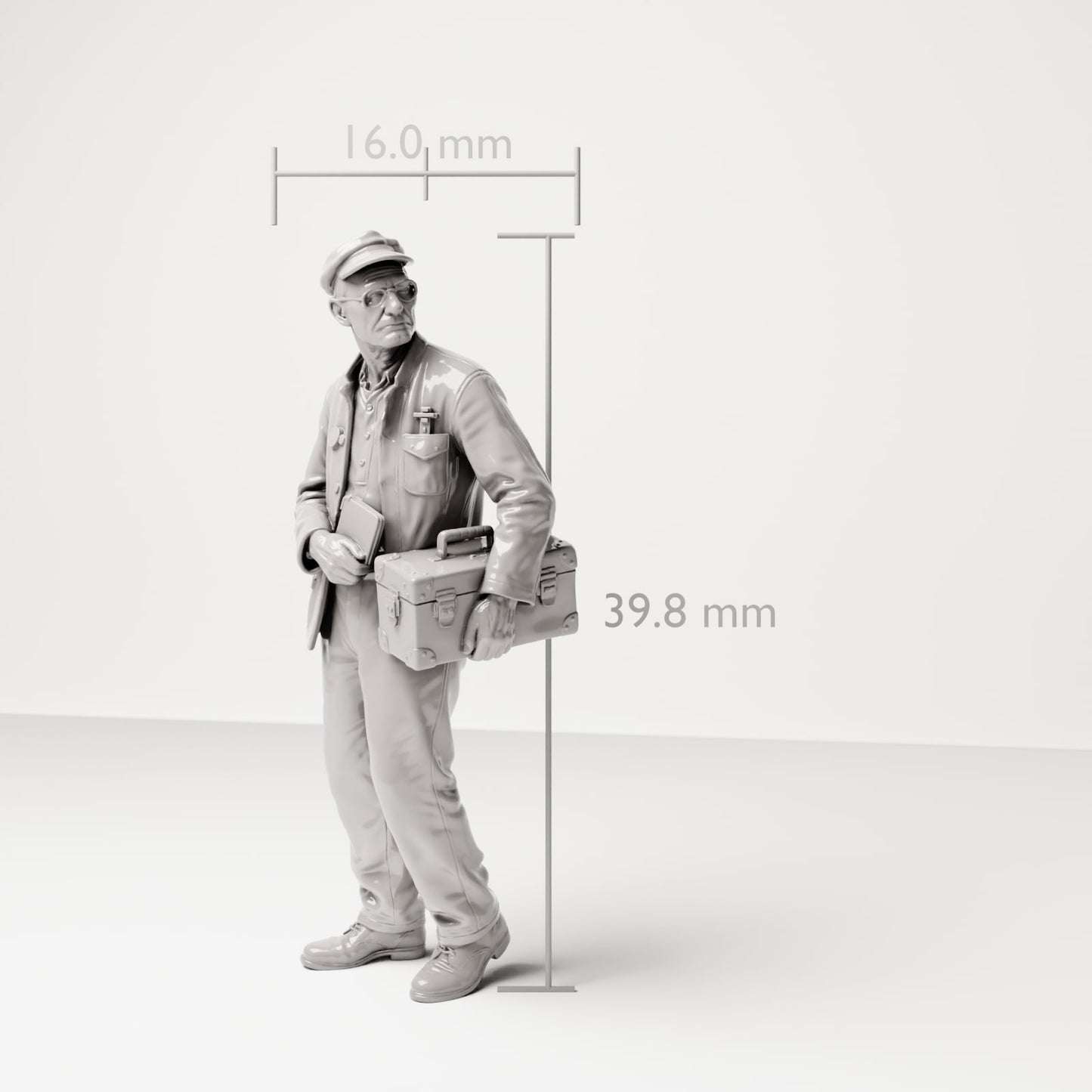 Diorama Modellbau Produktfoto 6: Historische Diorama Figur: Schiffsingenieur mit Werkzeugtasche (sc19)