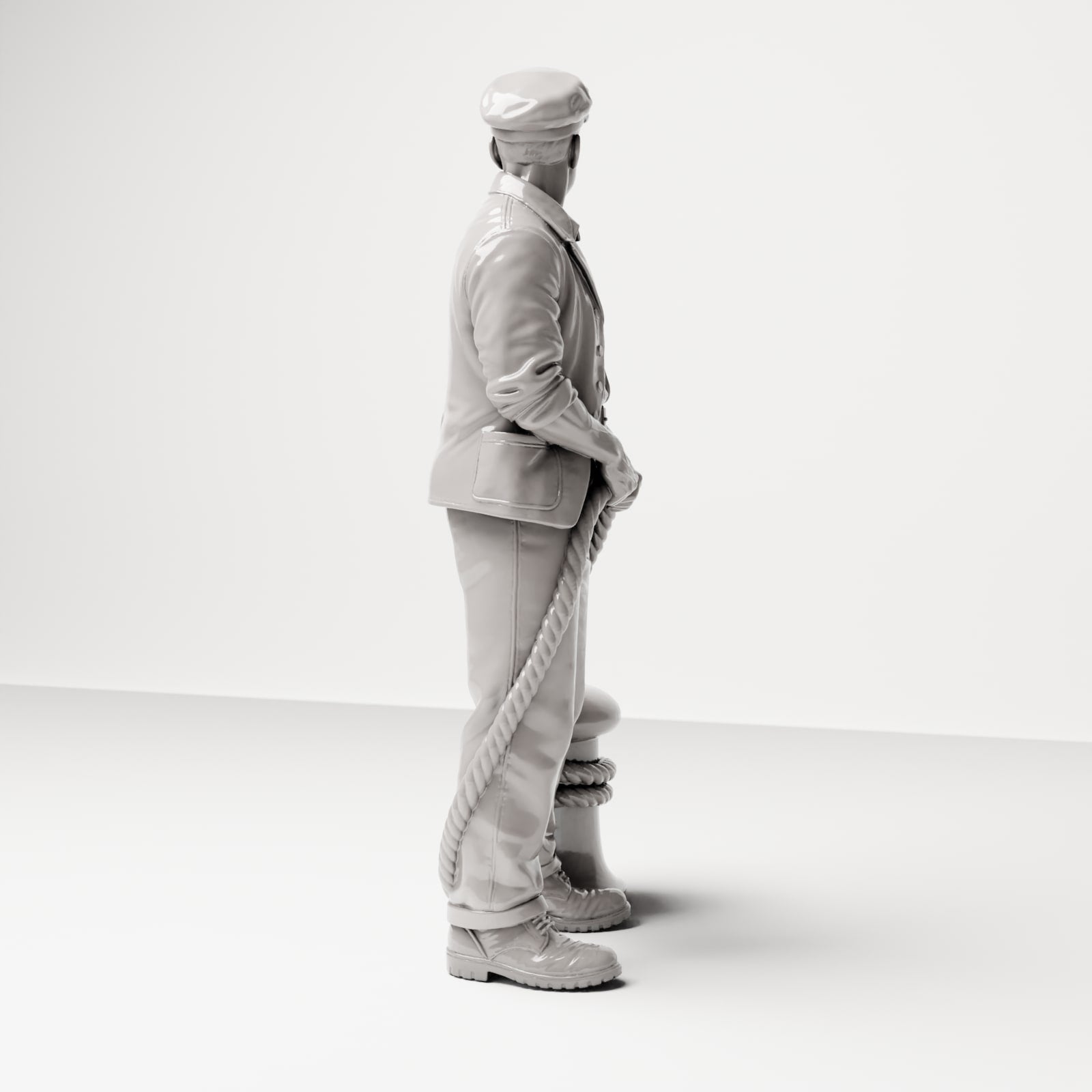 Diorama Modellbau Produktfoto 3: Historische Diorama Figur: Matrose oder Kaipersonal mit Pollerseil (sc20)