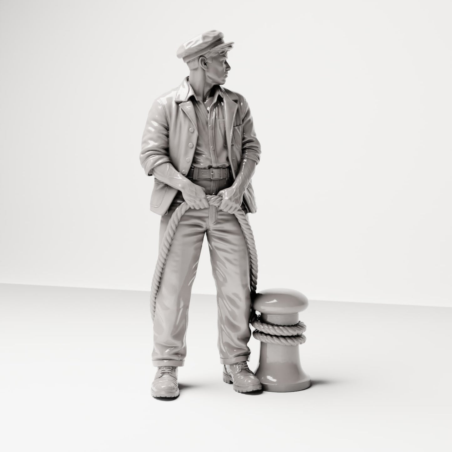 Diorama Modellbau Produktfoto 4: Historische Diorama Figur: Matrose oder Kaipersonal mit Pollerseil (sc20)