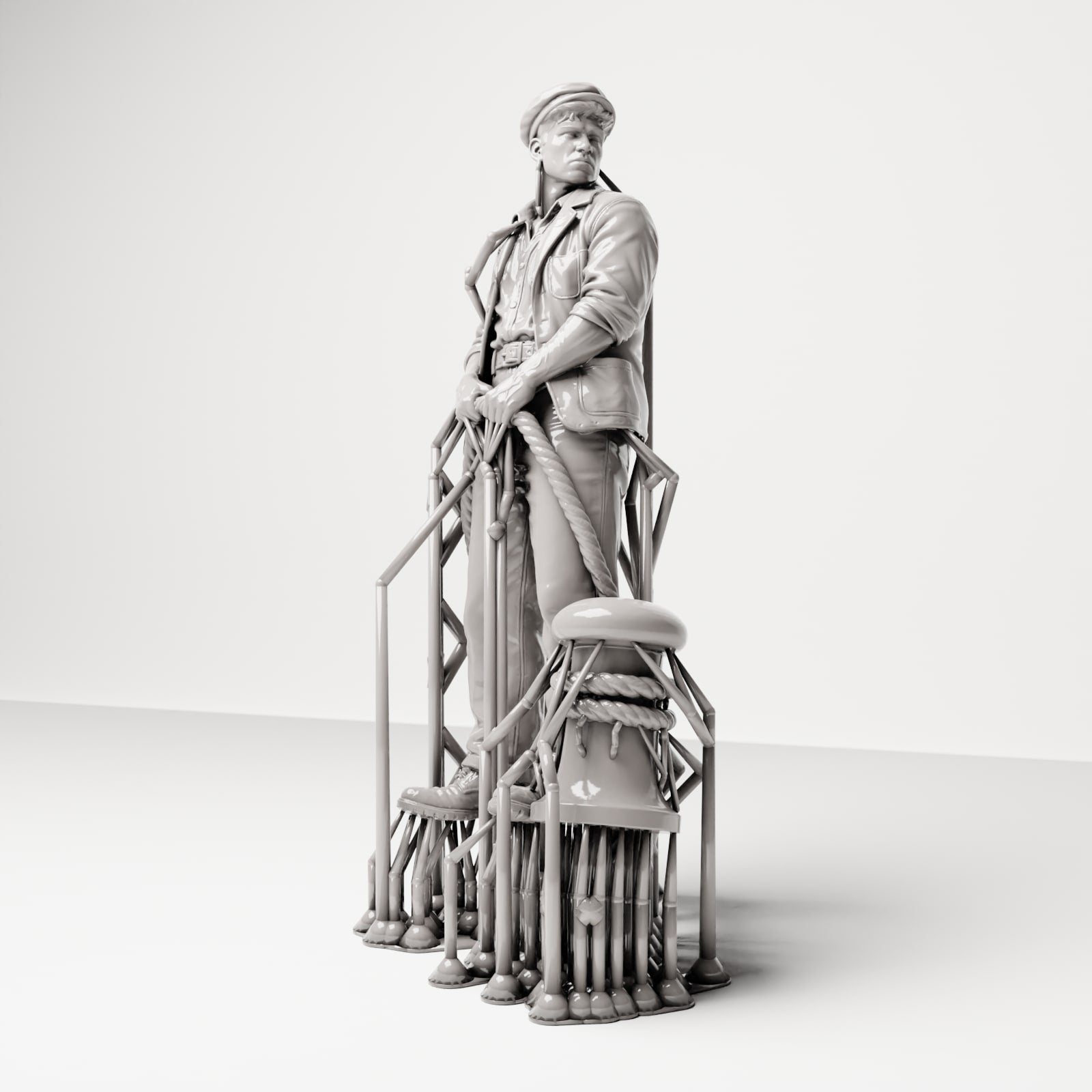 Diorama Modellbau Produktfoto 5: Historische Diorama Figur: Matrose oder Kaipersonal mit Pollerseil (sc20)