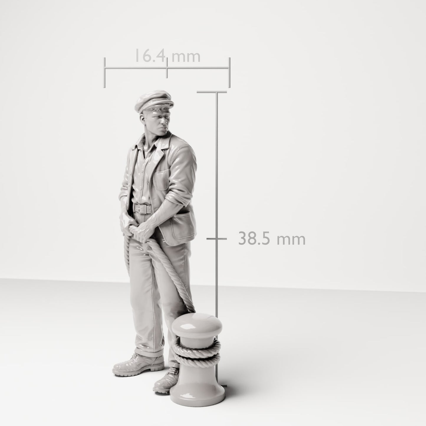 Diorama Modellbau Produktfoto 6: Historische Diorama Figur: Matrose oder Kaipersonal mit Pollerseil (sc20)