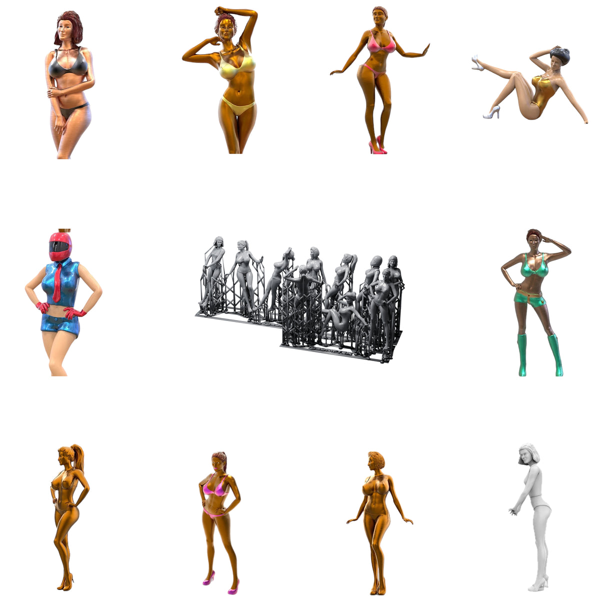 Product photo diorama and model building miniature figure: Boxenluder set, 10 figures