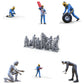 Product photo diorama and model building miniature figure: Pit-Crew Set, 6 figures