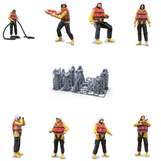 Product photo diorama and model building miniature figure: Lifeboat set, 8 figures