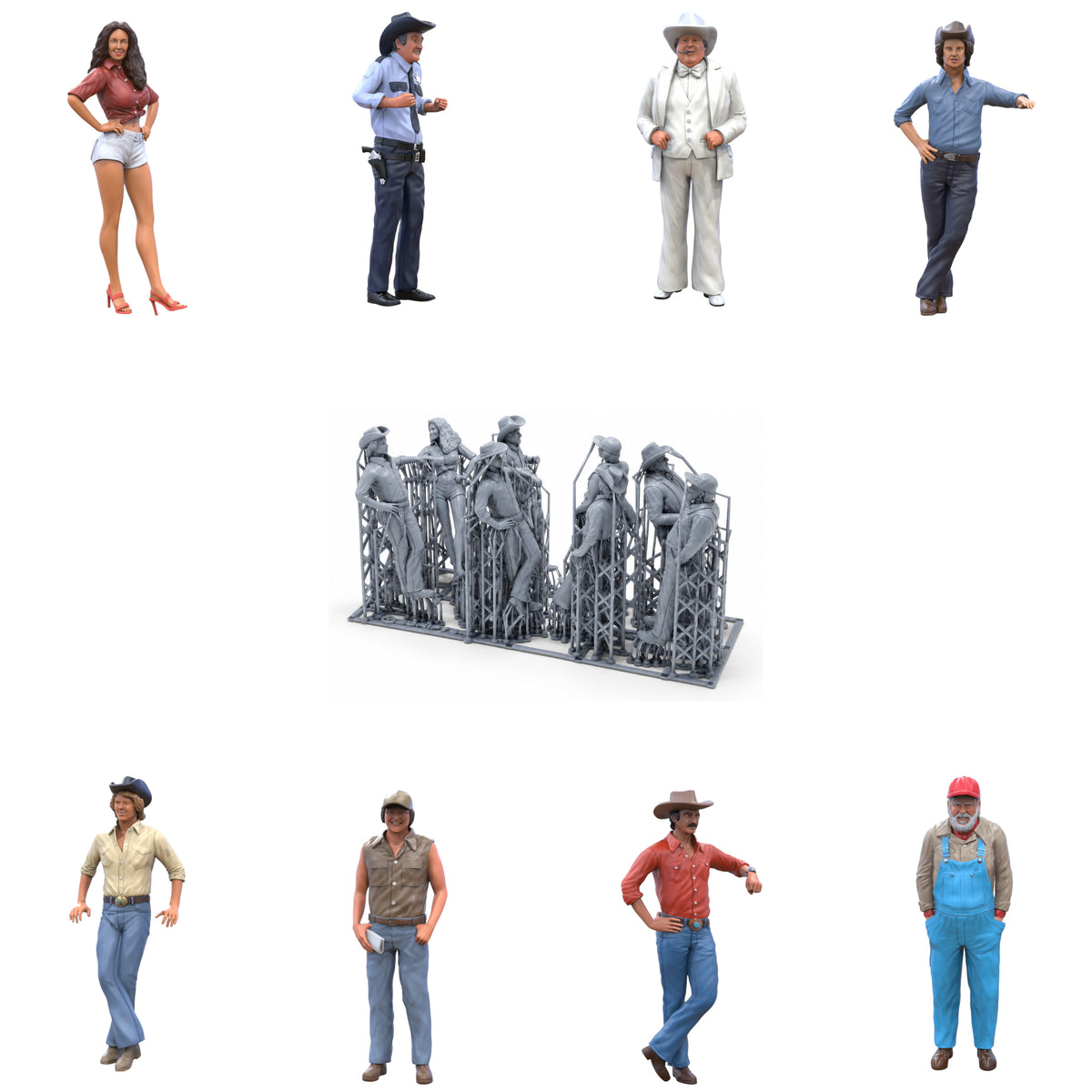 Product image 1 of 9: Miniature Figure: Cowboys and Farmer Set (No. s25)