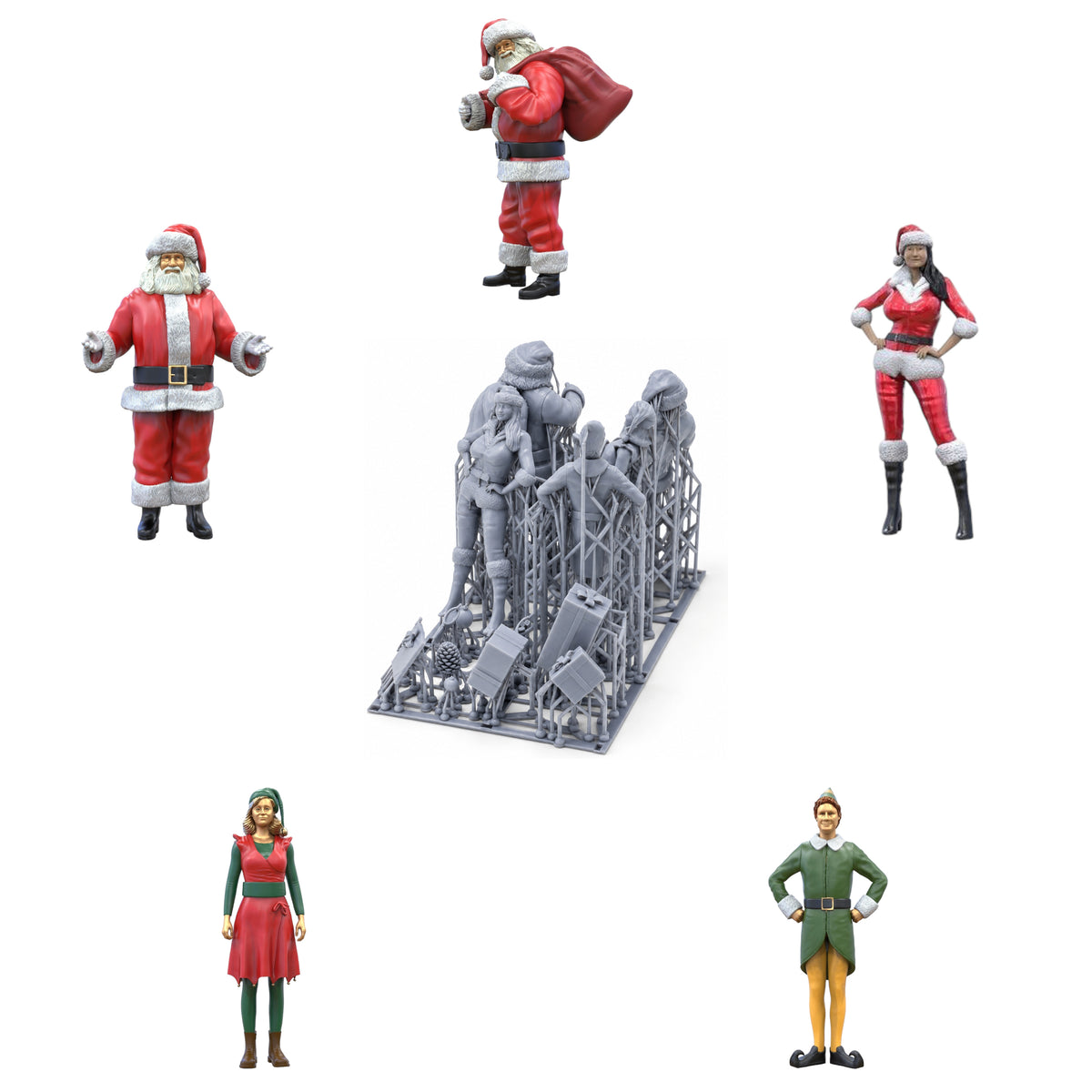 Product photo 0: Christmas Set, 5 Figures and 12 Gifts, Santa Claus and Helper Elves: Christmas Theme