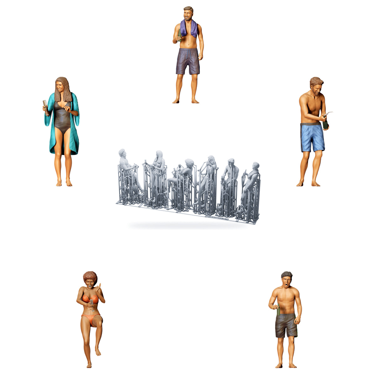 Diorama Model Building Product Photo 0: Garden and Pool Party Guests - Celebrating People Set