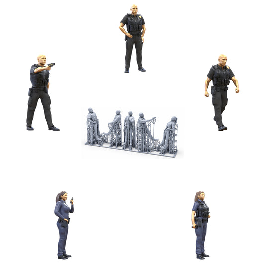 Diorama Figuren-Set: Klassisches Polizeiteam (Nr. S95) – STL-geprüfte Übersicht aller enthaltenen unbemalten Resinfiguren