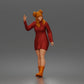 Diorama model-making product photo 0: Standing figure: Waving woman hailing a taxi, wearing a long-sleeved dress & boots (a204)