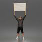 Diorama model-making product photo 0: Standing figure: protester with blank banner, hoodie & shorts (a178)