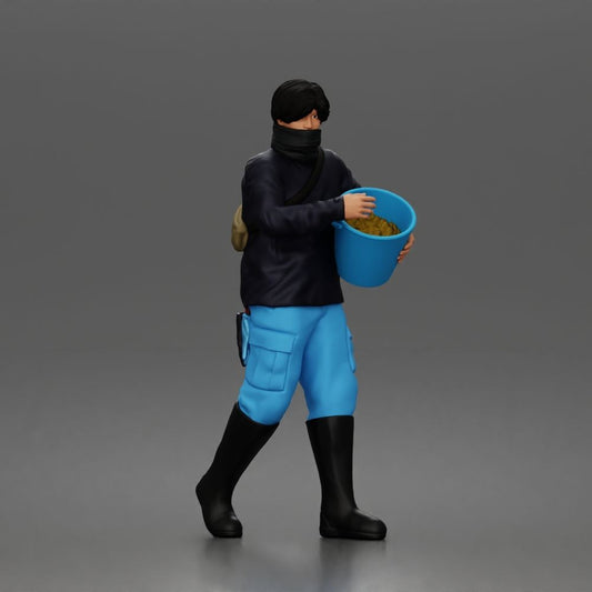 Diorama model-making product photo 0: Standing figure: animal keeper with open feed bucket (a191)