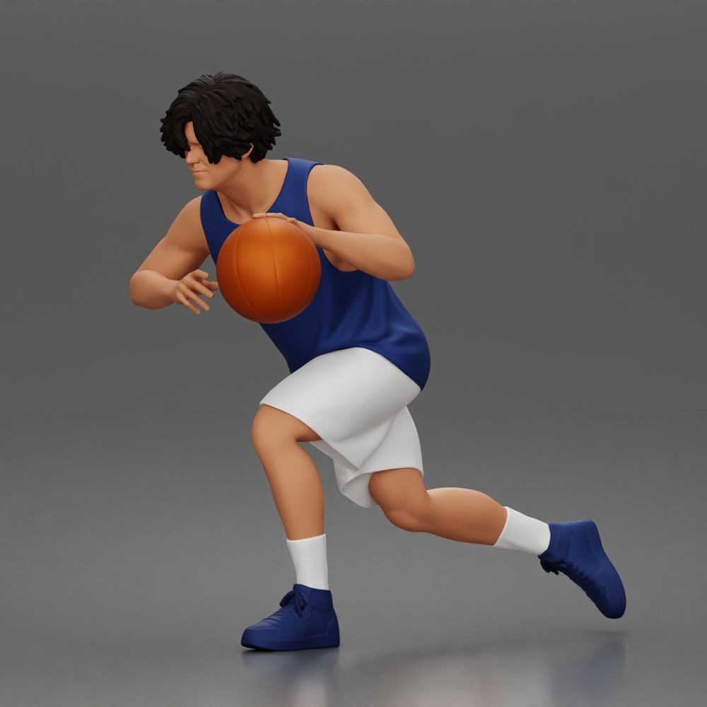 Diorama model-making product photo 0: Diorama figure: basketball player running forward with ball & sportswear (a166)