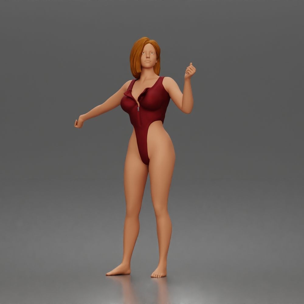 Diorama model making product photo 0: Standing female figure in a one-piece bodysuit with outstretched arms (a206)