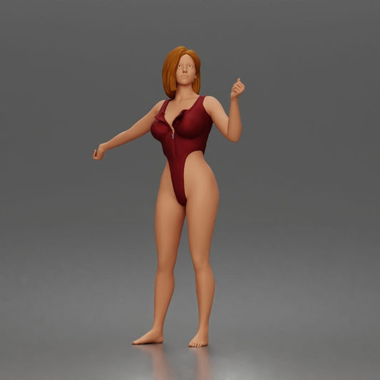 Diorama model making product photo 0: Standing female figure in a one-piece bodysuit with outstretched arms (a206)