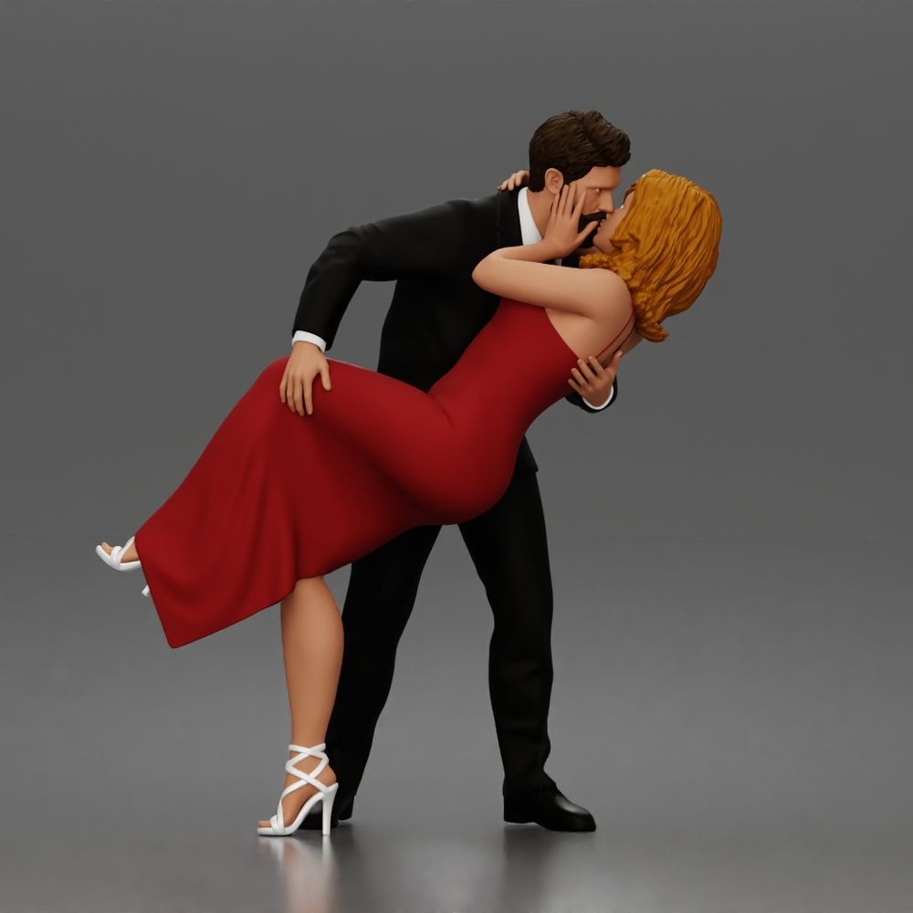 Diorama modelmaking product photo 0: Diorama figure: Kissing dancing couple in a backbend, man in a suit & woman in a long dress (a193)