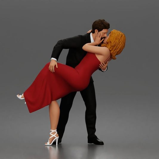 Diorama modelmaking product photo 0: Diorama figure: Kissing dancing couple in a backbend, man in a suit & woman in a long dress (a193)