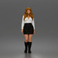 Diorama model-making product photo 0: Standing figure: woman with blouse, miniskirt & knee-high boots (a197)