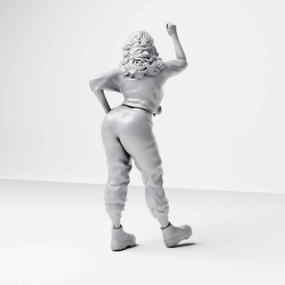 Diorama model-making product photo 1: Standing female figure with raised arm and hand on hip (a157)