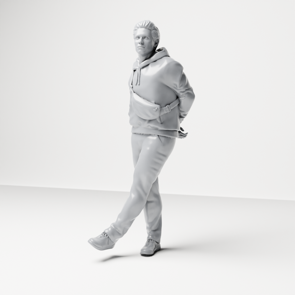 Diorama model making product photo 1: Walking figure: man in casual clothing with hands behind his back (a158)