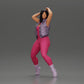 Diorama model-making product photo 1: Standing figure: woman in a jumpsuit with raised arms (a155)