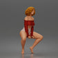 Diorama model making product photo 1: Crouching figure: dancer in an off-shoulder crop top & shorts (a185)