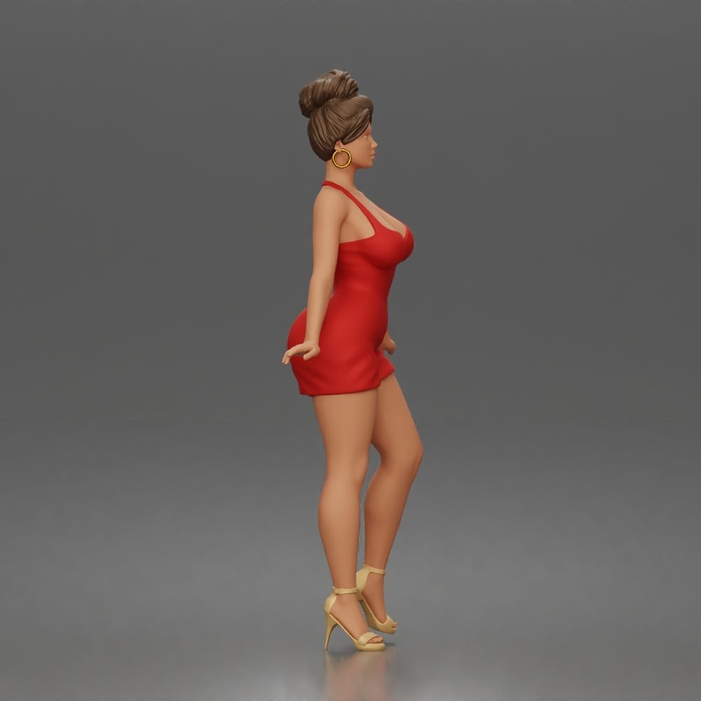 Diorama Modellbau Produktfoto 1: Stehende Figur: Frau im kurzen figurbetonten Kleid & High Heels (a177)