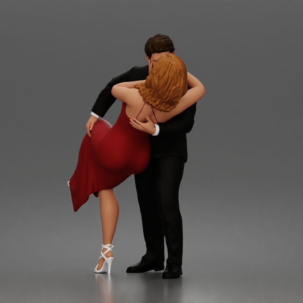 Diorama model making product photo 1: Diorama figure: Kissing dancing couple in a backbend, man in a suit & woman in a long dress (a193)