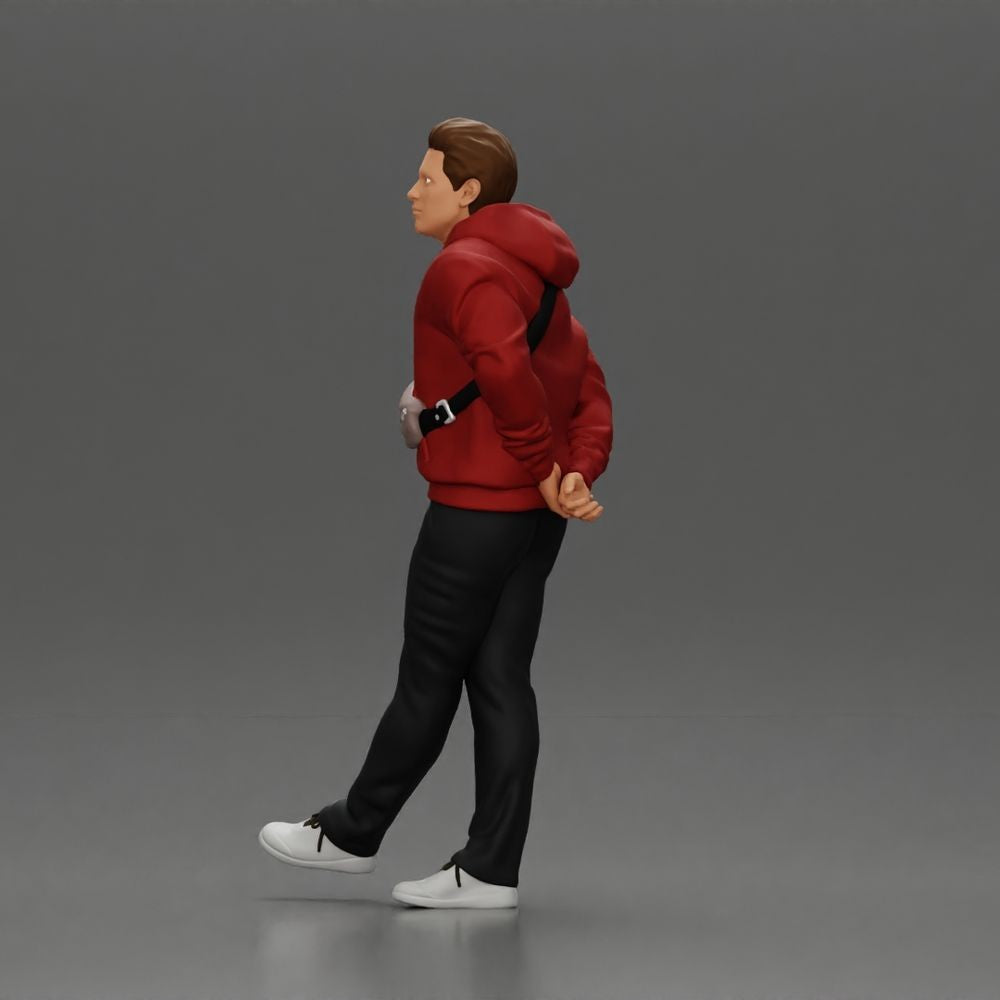 Diorama model-making product photo 2: Walking figure: man in casual clothing with hands behind his back (a158)