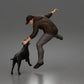 Diorama model-making product photo 1: Diorama figure: Crouching man in a hooded sweatshirt (a201)