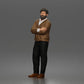 Diorama model-making product photo 1: Standing figure: Bearded man with folded arms & cardigan (a208)
