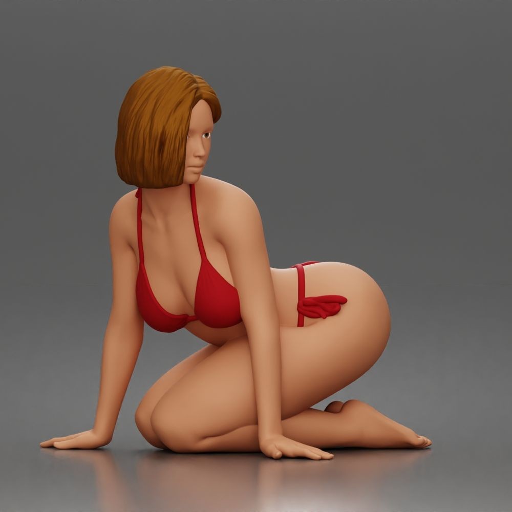 Diorama model-making product photo 1: Kneeling figure: beach woman in a tied bikini (a182)