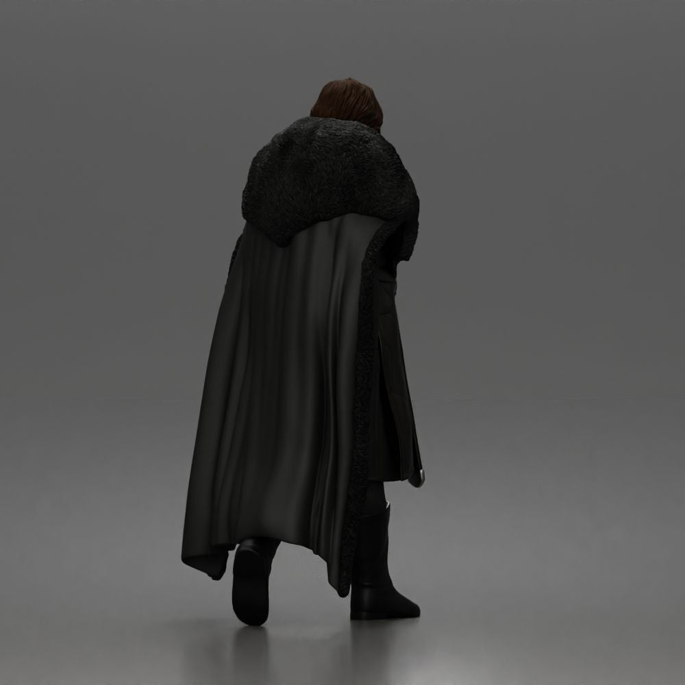 Diorama model-making product photo 2: Walking figure: warrior in heavy armour with a floor-length fur cloak (a207)