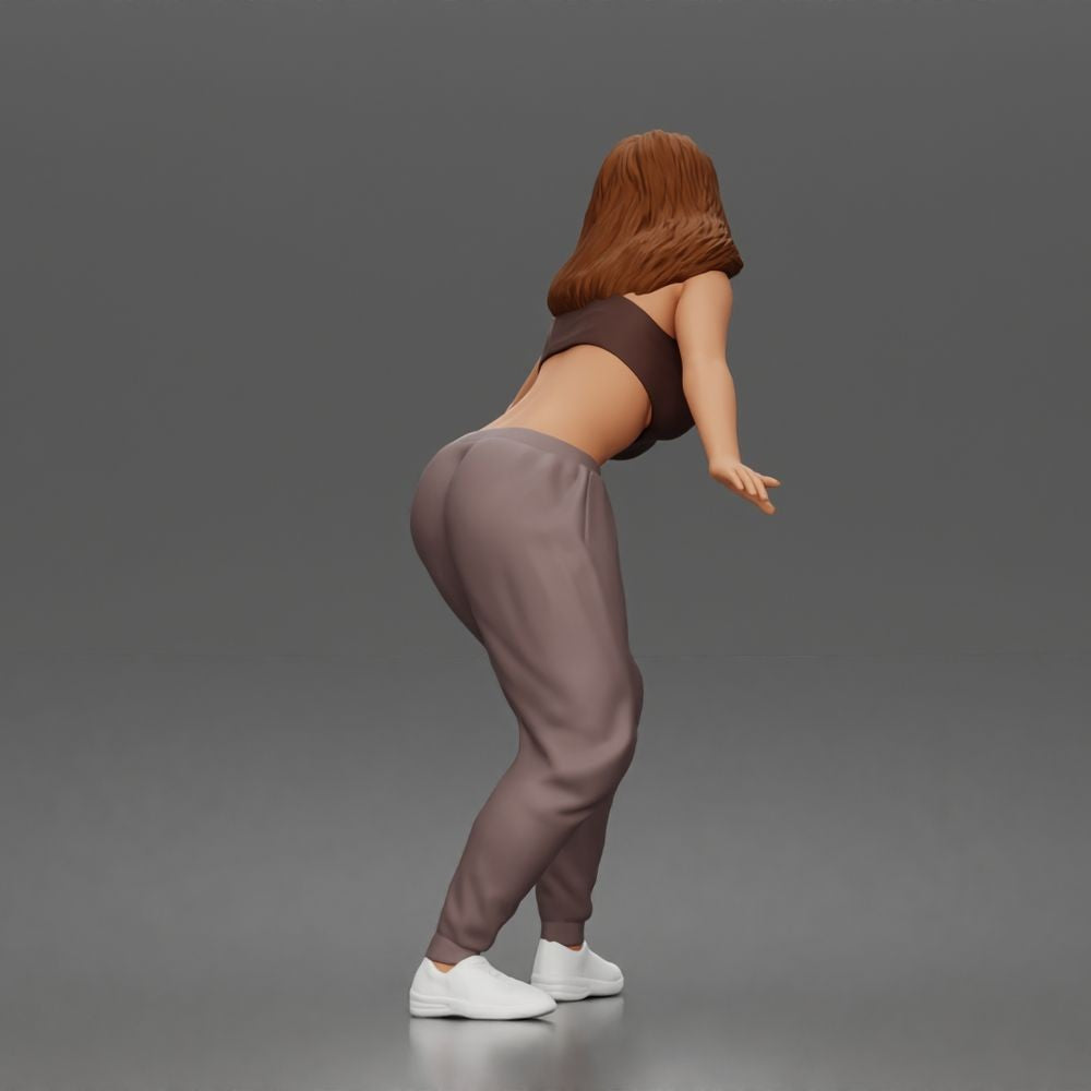 Diorama model-making product photo 2: Standing figure: Skater balancing in a crop top, joggers & sneakers (a171)