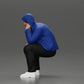 Diorama model-making product photo 3: Kneeling figure: Crouching man in a hooded jacket with hand on face (a163)