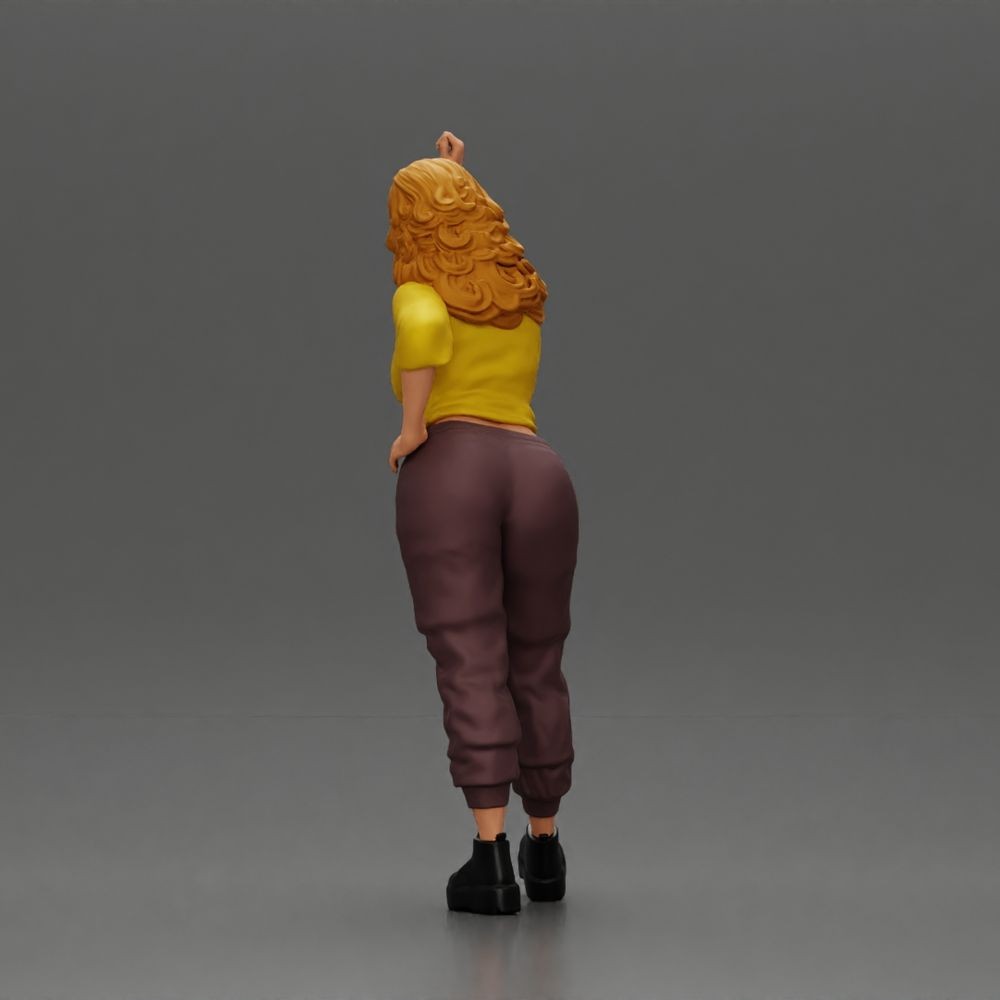 Diorama model-making product photo 3: Standing female figure with raised arm and hand on hip (a157)